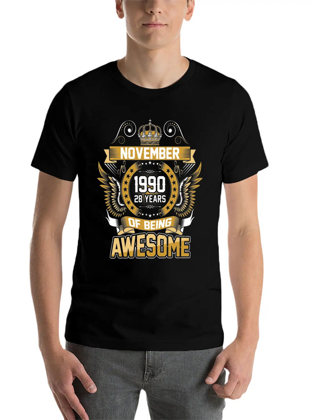 November 1990 28 Years Of Being Awesome Lightweight Cotton T-Shirt – Daily Comfort Graphic Shirt