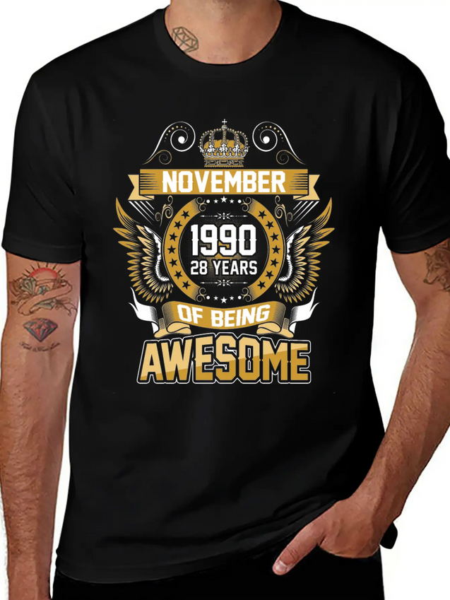 November 1990 28 Years Of Being Awesome Lightweight Cotton T-Shirt – Daily Comfort Graphic Shirt