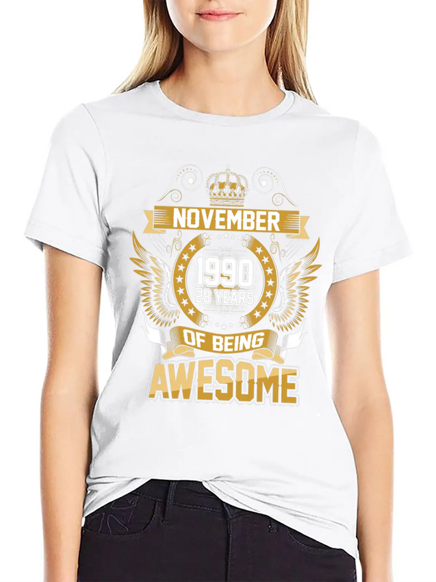 November 1990 28 Years Of Being Awesome Lightweight Cotton T-Shirt – Daily Comfort Graphic Shirt