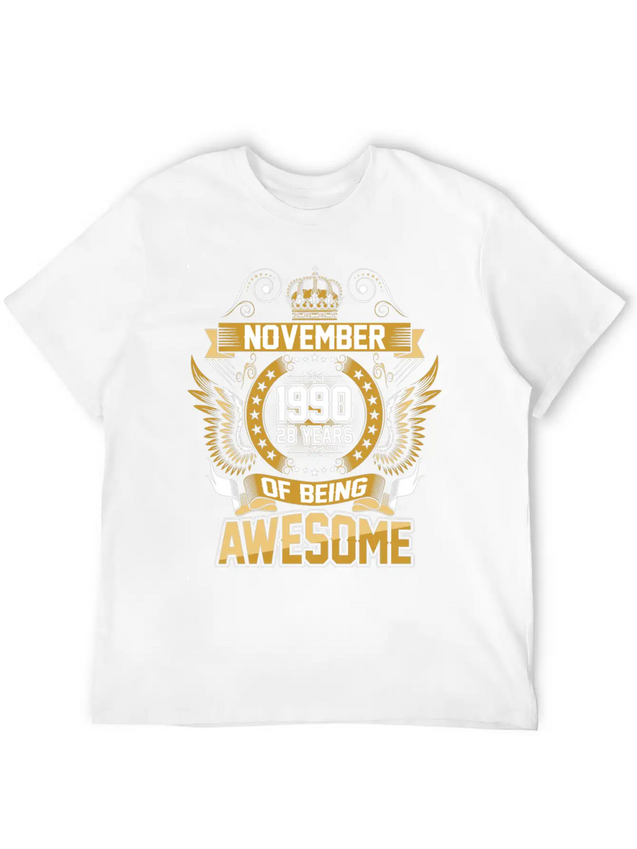 November 1990 28 Years Of Being Awesome Lightweight Cotton T-Shirt – Daily Comfort Graphic Shirt