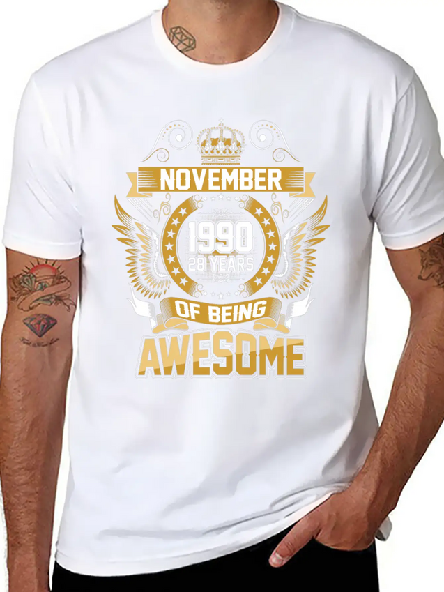 November 1990 28 Years Of Being Awesome Lightweight Cotton T-Shirt – Daily Comfort Graphic Shirt