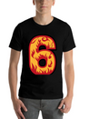 Number 6 With Flames - Number Six On Fire 🔥 Lightweight Cotton T-Shirt – Daily Comfort Graphic Shirt