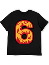 Number 6 With Flames - Number Six On Fire 🔥 Lightweight Cotton T-Shirt – Daily Comfort Graphic Shirt