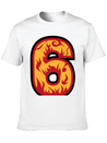 Number 6 With Flames - Number Six On Fire 🔥 Lightweight Cotton T-Shirt – Daily Comfort Graphic Shirt