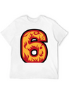 Number 6 With Flames - Number Six On Fire 🔥 Lightweight Cotton T-Shirt – Daily Comfort Graphic Shirt