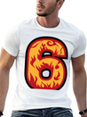 Number 6 With Flames - Number Six On Fire 🔥 Lightweight Cotton T-Shirt – Daily Comfort Graphic Shirt