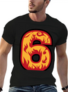 Number 6 With Flames - Number Six On Fire 🔥 Lightweight Cotton T-Shirt – Daily Comfort Graphic Shirt
