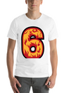 Number 6 With Flames - Number Six On Fire 🔥 Lightweight Cotton T-Shirt – Daily Comfort Graphic Shirt