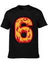 Number 6 With Flames - Number Six On Fire 🔥 Lightweight Cotton T-Shirt – Daily Comfort Graphic Shirt