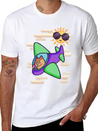 Owl Flies By Plane In The Sky Lightweight Cotton T-Shirt – Daily Comfort Graphic Shirt