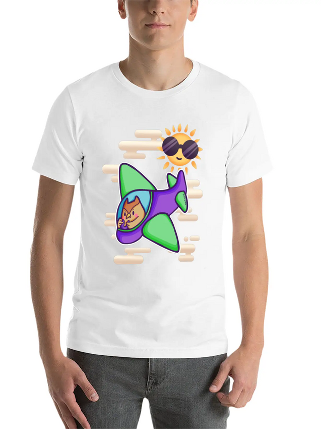 Owl Flies By Plane In The Sky Lightweight Cotton T-Shirt – Daily Comfort Graphic Shirt