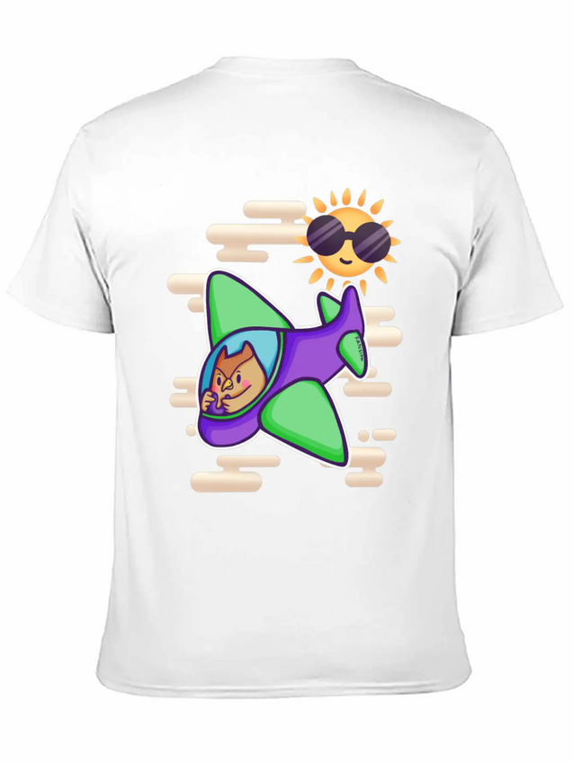 Owl Flies By Plane In The Sky Lightweight Cotton T-Shirt – Daily Comfort Graphic Shirt
