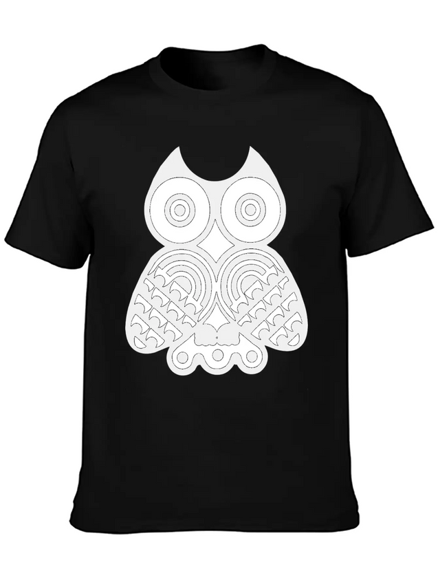 Owl Illustration Lightweight Cotton T-Shirt – Daily Comfort Graphic Shirt
