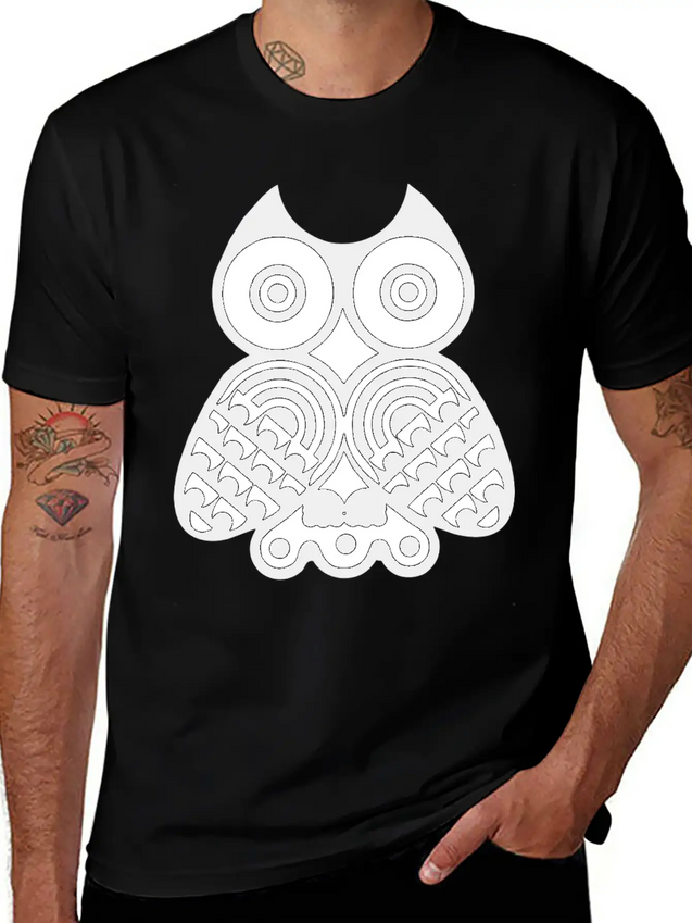 Owl Illustration Lightweight Cotton T-Shirt – Daily Comfort Graphic Shirt