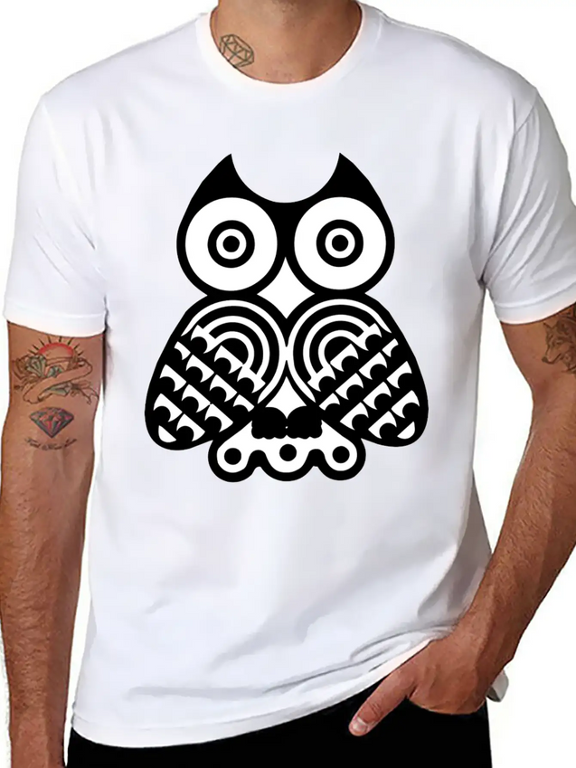 Owl Illustration Lightweight Cotton T-Shirt – Daily Comfort Graphic Shirt