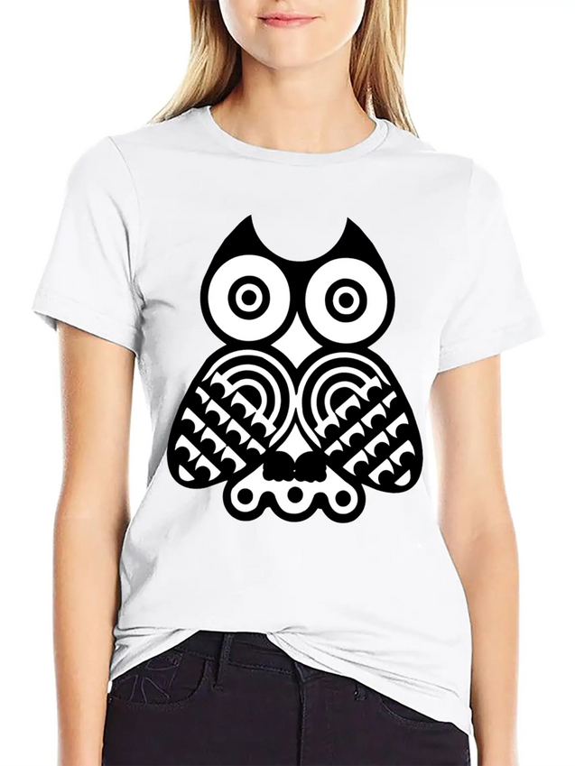 Owl Illustration Lightweight Cotton T-Shirt – Daily Comfort Graphic Shirt