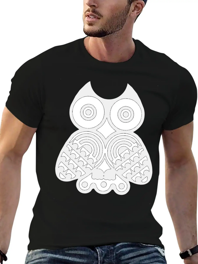 Owl Illustration Lightweight Cotton T-Shirt – Daily Comfort Graphic Shirt