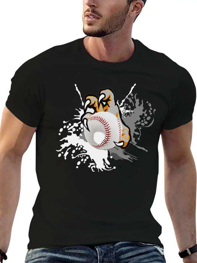 Paint Brush Baseball With Claw Lightweight Cotton T-Shirt – Daily Comfort Graphic Shirt