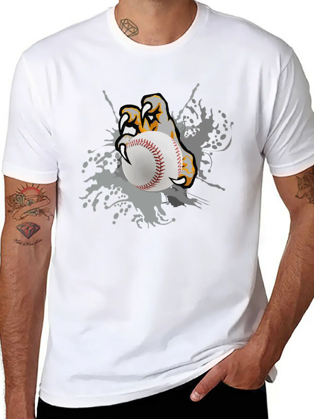 Paint Brush Baseball With Claw Lightweight Cotton T-Shirt – Daily Comfort Graphic Shirt