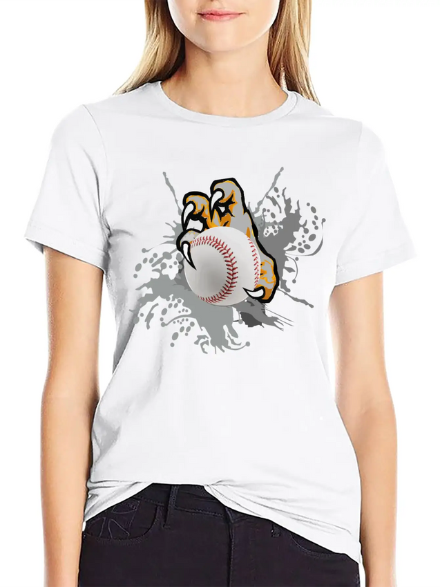 Paint Brush Baseball With Claw Lightweight Cotton T-Shirt – Daily Comfort Graphic Shirt