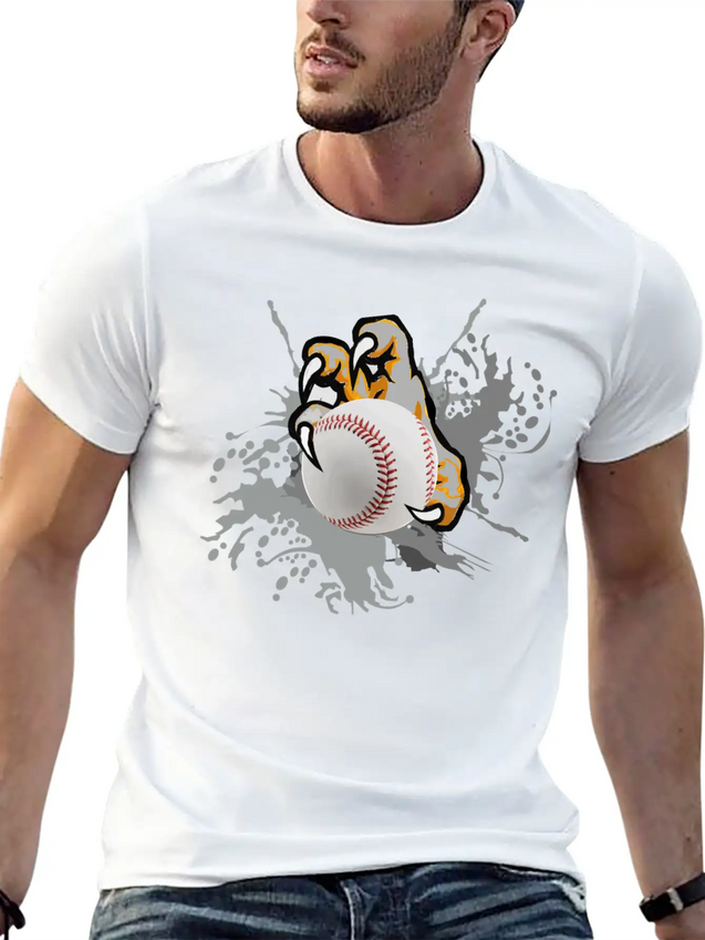 Paint Brush Baseball With Claw Lightweight Cotton T-Shirt – Daily Comfort Graphic Shirt