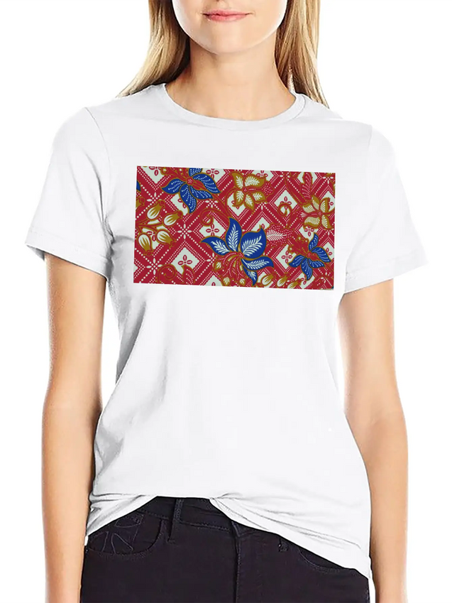 Paisley BATIK Style Bali Flowers Lightweight Cotton T-Shirt – Daily Comfort Graphic Shirt