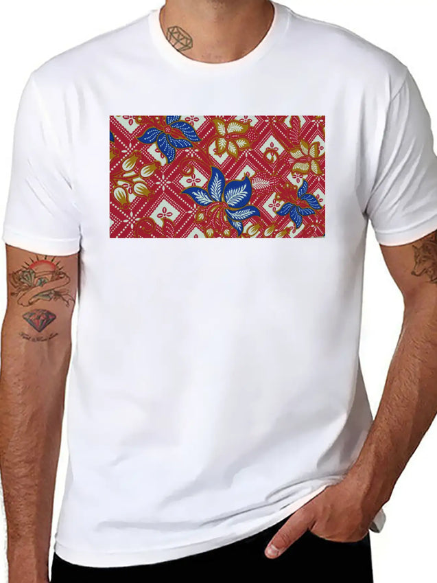 Paisley BATIK Style Bali Flowers Lightweight Cotton T-Shirt – Daily Comfort Graphic Shirt