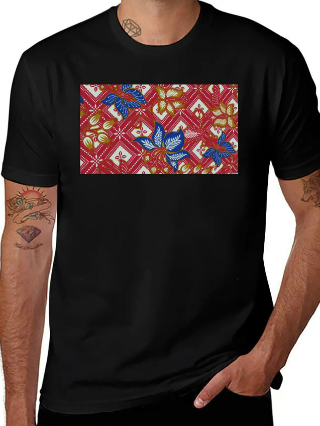 Paisley BATIK Style Bali Flowers Lightweight Cotton T-Shirt – Daily Comfort Graphic Shirt