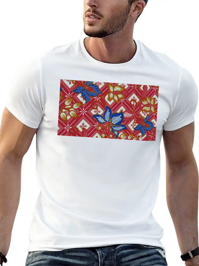 Paisley BATIK Style Bali Flowers Lightweight Cotton T-Shirt – Daily Comfort Graphic Shirt