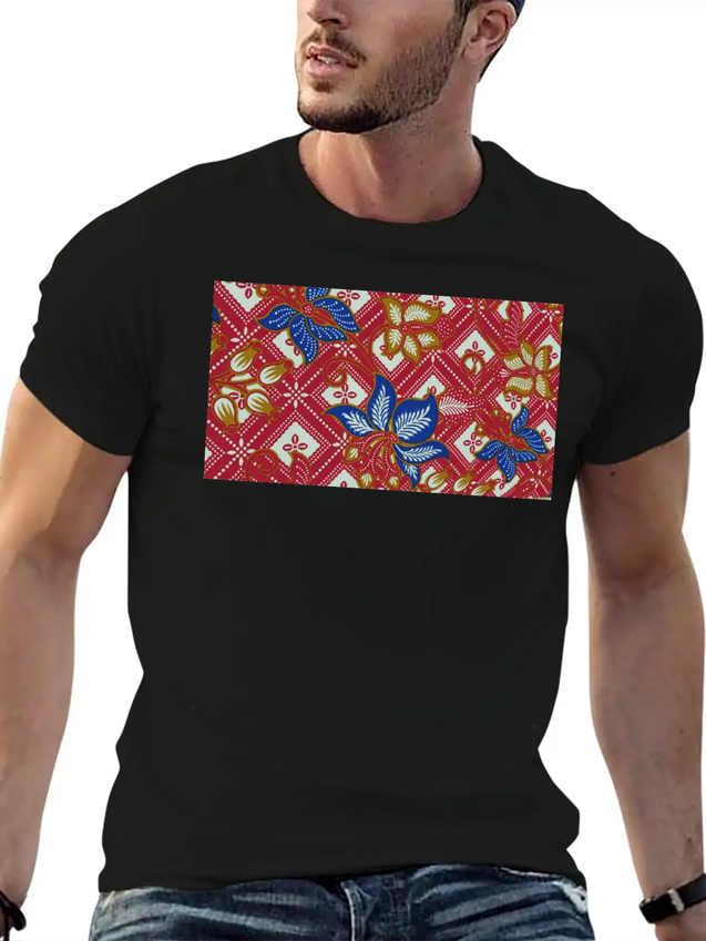 Paisley BATIK Style Bali Flowers Lightweight Cotton T-Shirt – Daily Comfort Graphic Shirt