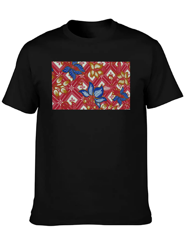 Paisley BATIK Style Bali Flowers Lightweight Cotton T-Shirt – Daily Comfort Graphic Shirt