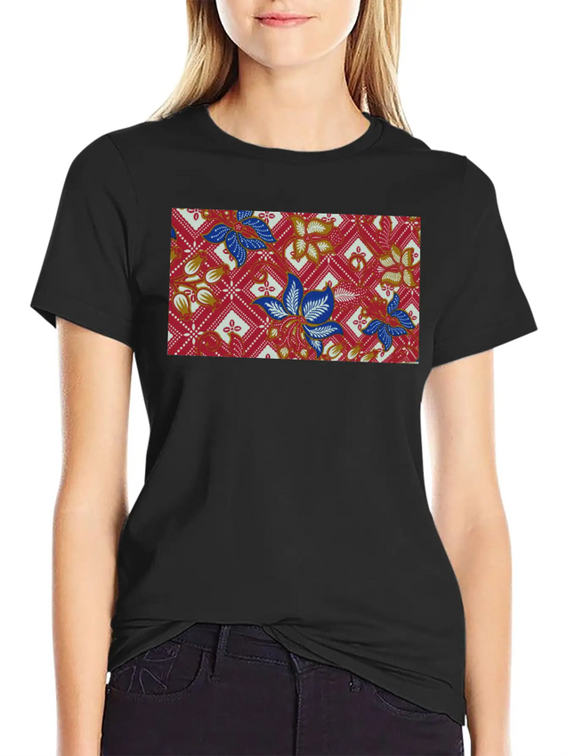Paisley BATIK Style Bali Flowers Lightweight Cotton T-Shirt – Daily Comfort Graphic Shirt