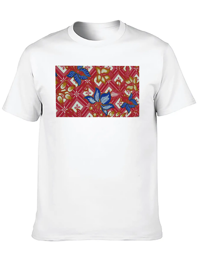 Paisley BATIK Style Bali Flowers Lightweight Cotton T-Shirt – Daily Comfort Graphic Shirt