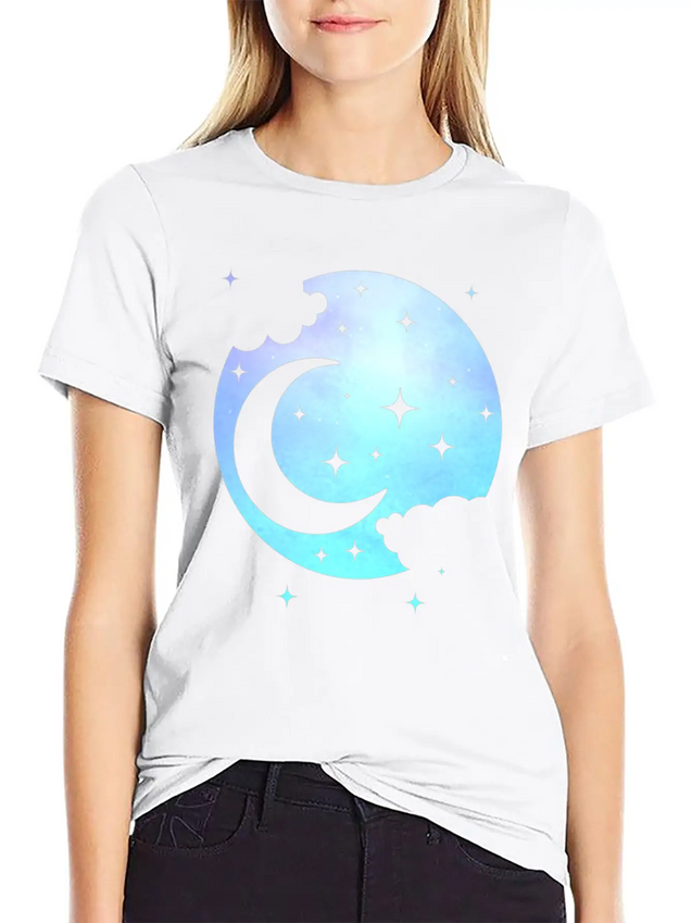 Pastel Goth Spiritual Moon Kawaii Lightweight Cotton T-Shirt – Daily Comfort Graphic Shirt