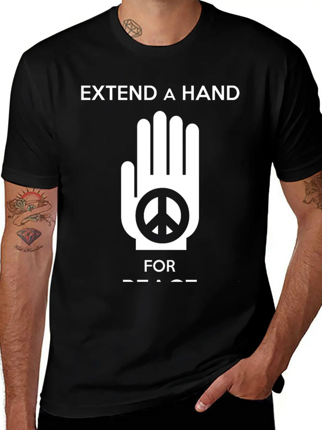 Peace - Extend A Hand For Peace Lightweight Cotton T-Shirt – Daily Comfort Graphic Shirt