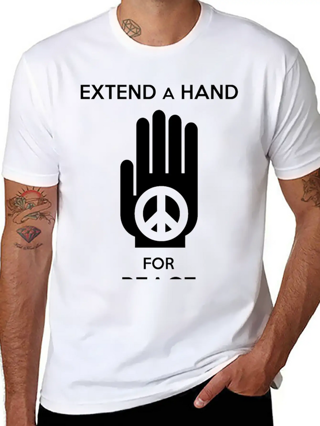 Peace - Extend A Hand For Peace Lightweight Cotton T-Shirt – Daily Comfort Graphic Shirt