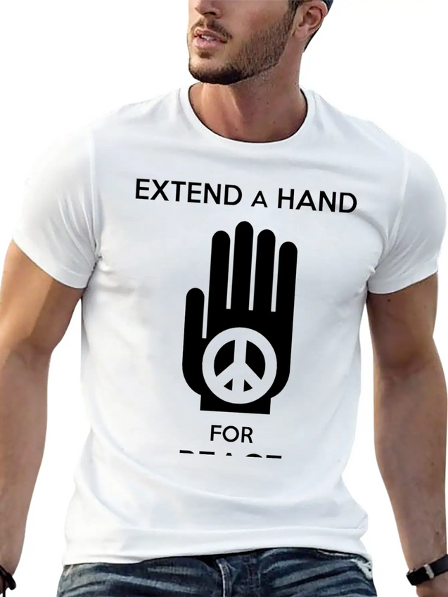 Peace - Extend A Hand For Peace Lightweight Cotton T-Shirt – Daily Comfort Graphic Shirt
