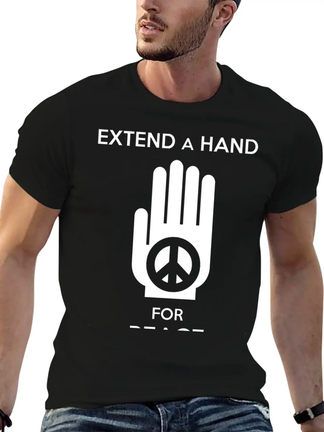 Peace - Extend A Hand For Peace Lightweight Cotton T-Shirt – Daily Comfort Graphic Shirt