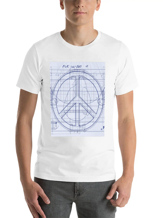 Peace Sign Blueprint Peace Symbol Lightweight Cotton T-Shirt – Daily Comfort Graphic Shirt