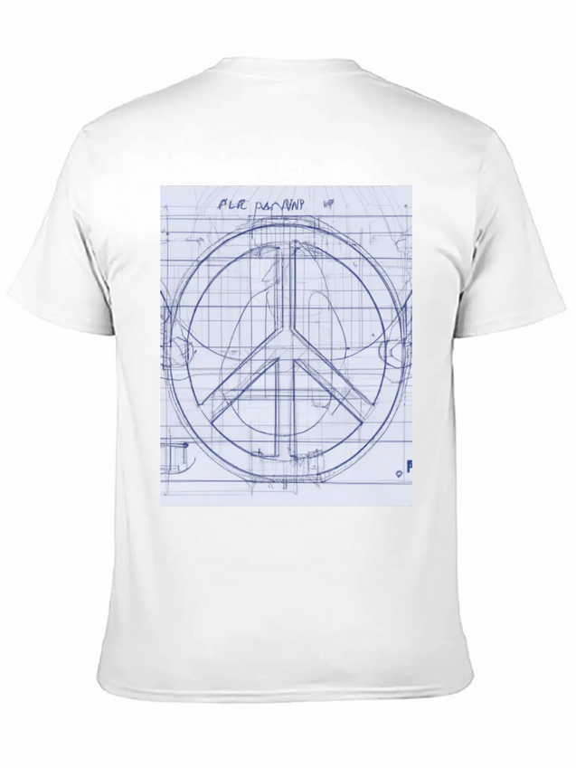 Peace Sign Blueprint Peace Symbol Lightweight Cotton T-Shirt – Daily Comfort Graphic Shirt