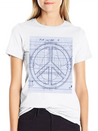 Peace Sign Blueprint Peace Symbol Lightweight Cotton T-Shirt – Daily Comfort Graphic Shirt