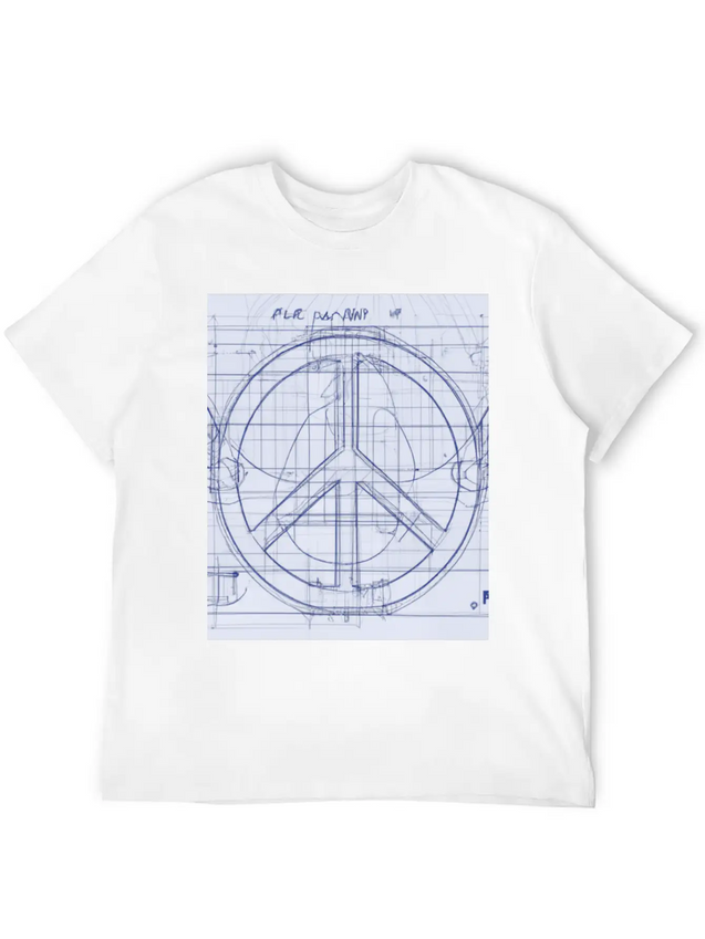 Peace Sign Blueprint Peace Symbol Lightweight Cotton T-Shirt – Daily Comfort Graphic Shirt
