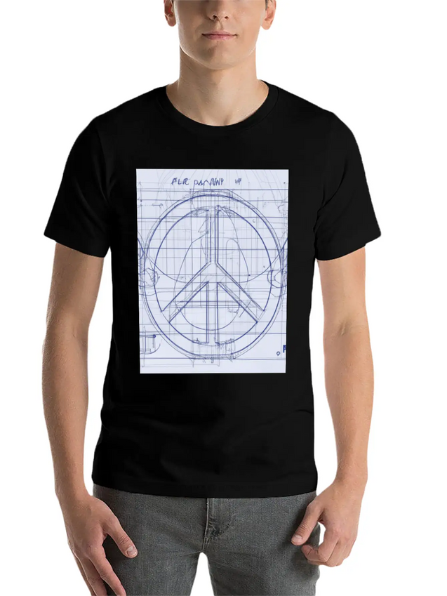 Peace Sign Blueprint Peace Symbol Lightweight Cotton T-Shirt – Daily Comfort Graphic Shirt