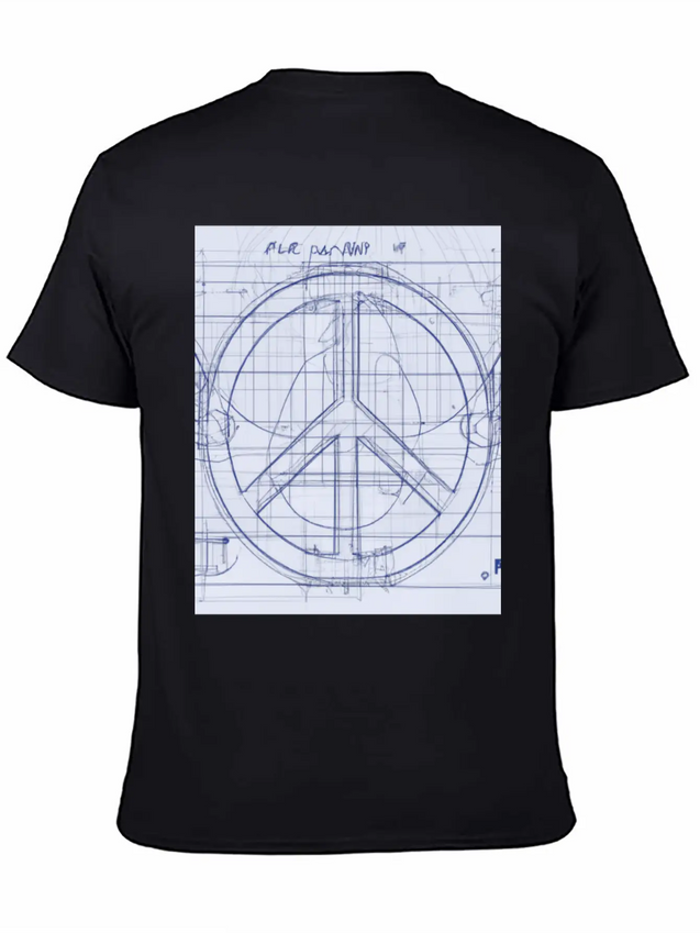 Peace Sign Blueprint Peace Symbol Lightweight Cotton T-Shirt – Daily Comfort Graphic Shirt