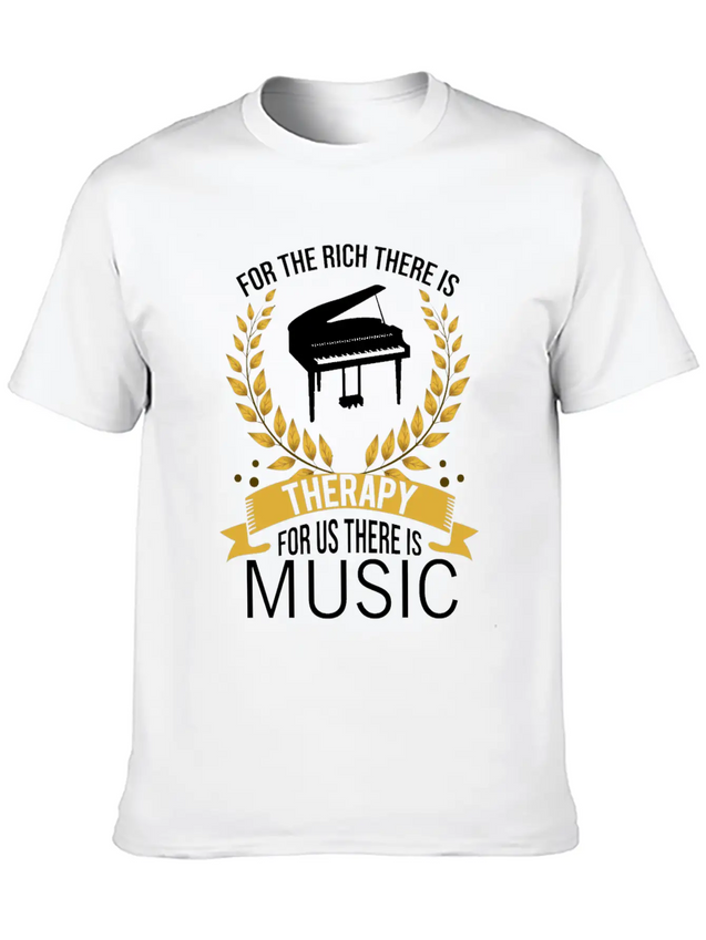 Piano Rich Therapy Painist Keyboard Music Gift Lightweight Cotton T-Shirt – Daily Comfort Graphic Shirt