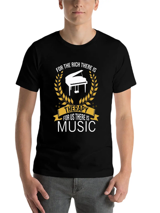 Piano Rich Therapy Painist Keyboard Music Gift Lightweight Cotton T-Shirt – Daily Comfort Graphic Shirt