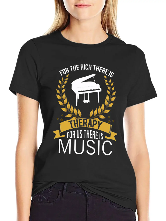 Piano Rich Therapy Painist Keyboard Music Gift Lightweight Cotton T-Shirt – Daily Comfort Graphic Shirt