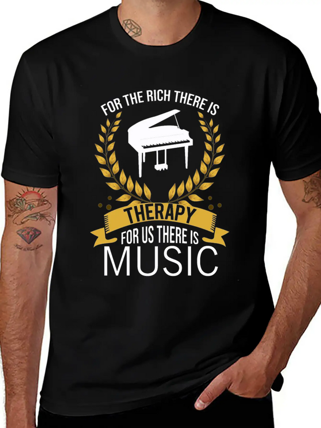 Piano Rich Therapy Painist Keyboard Music Gift Lightweight Cotton T-Shirt – Daily Comfort Graphic Shirt