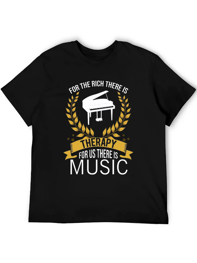 Piano Rich Therapy Painist Keyboard Music Gift Lightweight Cotton T-Shirt – Daily Comfort Graphic Shirt