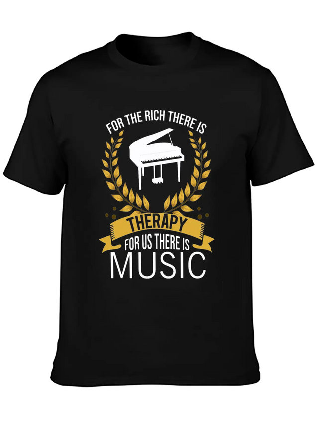 Piano Rich Therapy Painist Keyboard Music Gift Lightweight Cotton T-Shirt – Daily Comfort Graphic Shirt